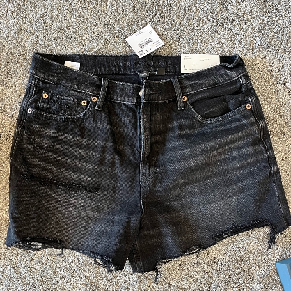 American Eagle Black Relaxed Jean Shorts
